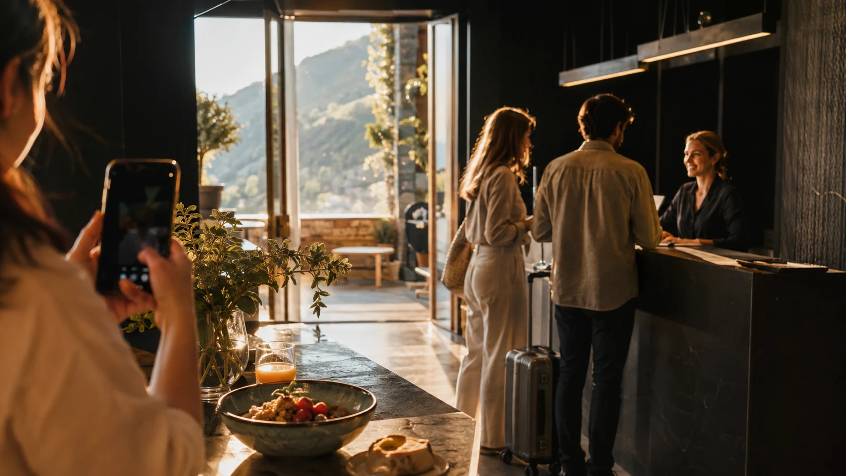 Boutique-Hotelteam produziert einen glaubwürdigen Social-Media-Beitrag aus dem laufenden Hotelalltag