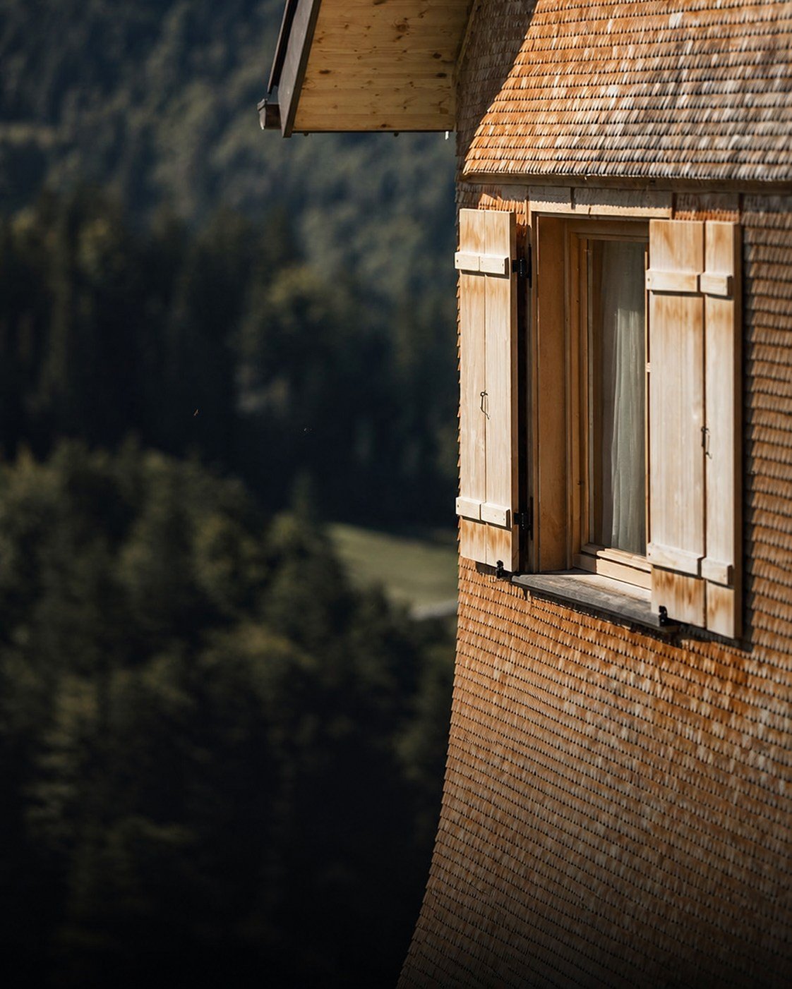 Holzhaus im Wald als Konzeptbild